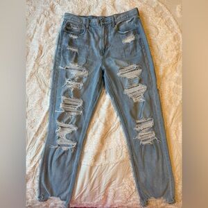 American Eagle Outfitters Blue Skinny Distressed Jeans